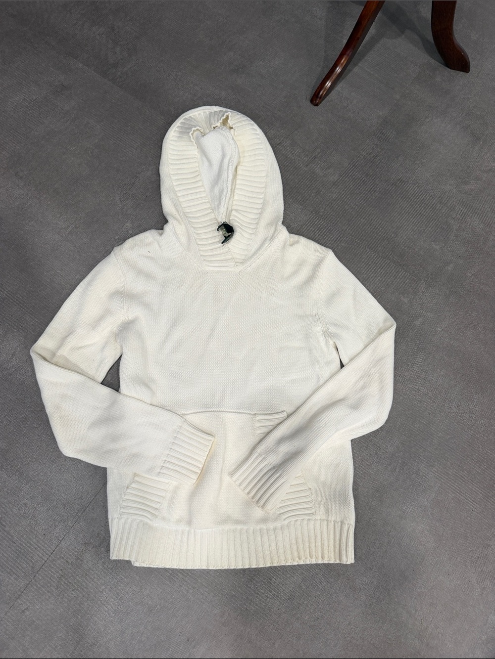 Ralph Lauren Cream Knit Hooded Pullover Sweater Small Petite
